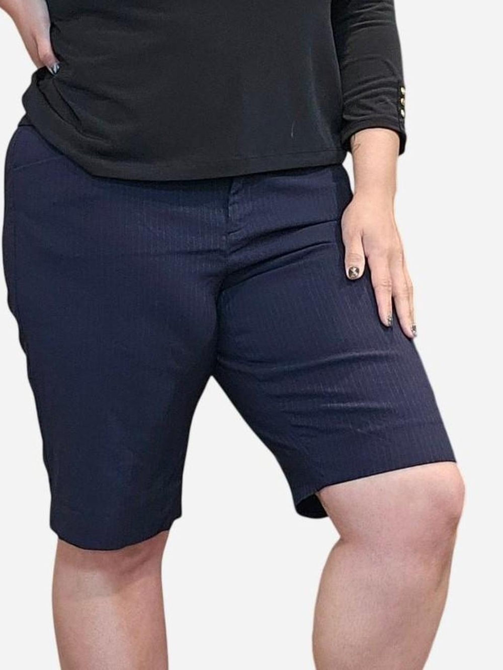 The Limited Y2K Navy Pinstripe Bermuda Shorts - Tailored Fit 12